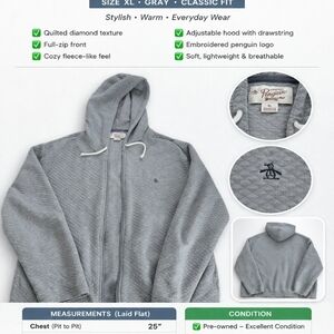 Original Penguin Gray Quilted Lightweight Hooded Jacket